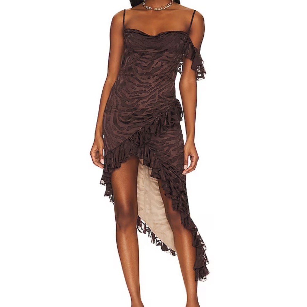 Revolve Camila Coelho ruffle prints midi dress